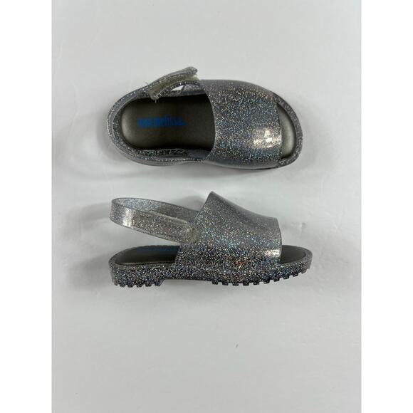 NEW Mini Melissa Mini Mia + Fabula II Sparkle Silver Jelly Sandals 6 toddler - Picture 3 of 7